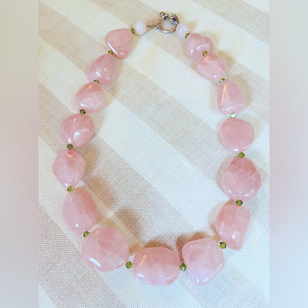 Beautiful pink & green stone necklace